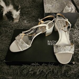 Badgley Mischka Ivory Embellished Heels